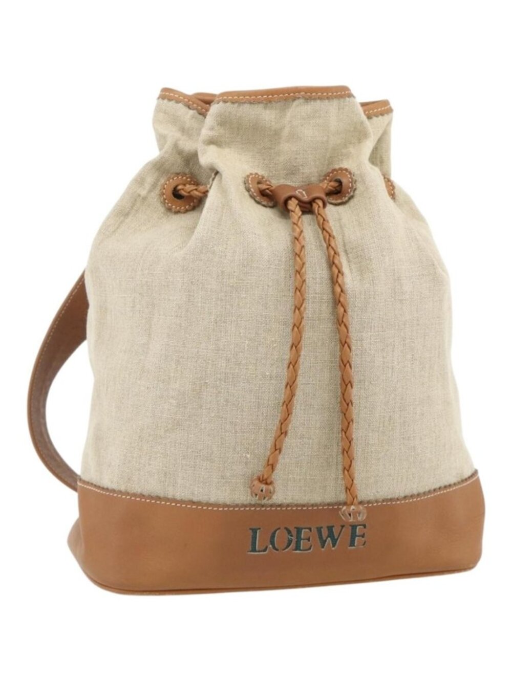 LOEWE Purse Shoulder Bag Canvas Beige Gold